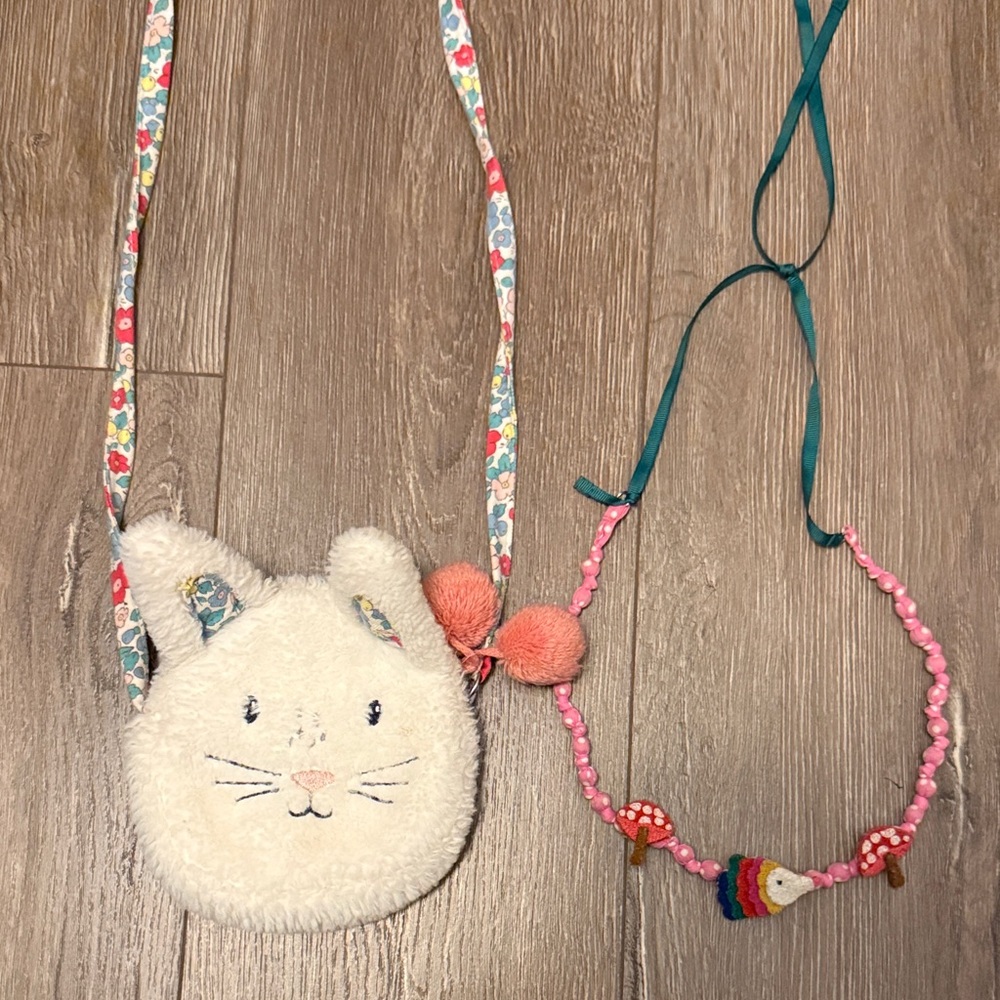 Mini Boden Fluffy White rabbit Bag purchase with necklace